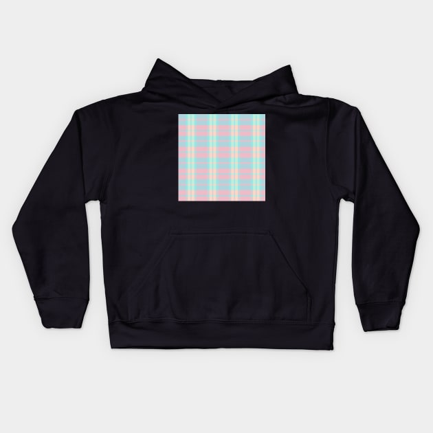 Pastel Aesthetic Daviana 1 Hand Drawn Textured Plaid Pattern Kids Hoodie by GenAumonier